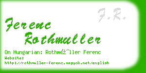 ferenc rothmuller business card